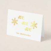 Elegante Holiday Gold JOY JOY Typografie Folie Kaarten (Voorkant)