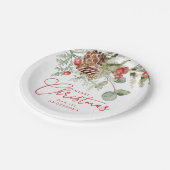 Elegante Holly Berries en dennenappels Kerstmis Papieren Bordje (Gekanteld)