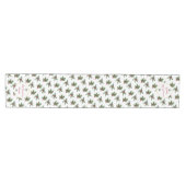 Elegante Holly Berries Patroon Kerstvakantie Medium Tafelloper (Horizontaal)