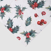 Elegante Holly Berry Vakantie Kerstmis Rustiek Tissuepapier (Detail)