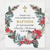 Elegante Holly Berry Winter Doop Dank u Wijn Etiket (Enkel label)