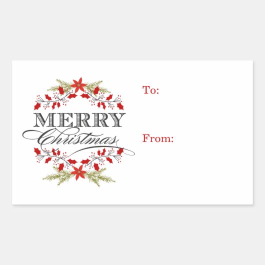 Elegante Holly Kerst Typografie Gift Labels (Voorkant)