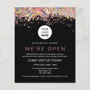 Elegante holografische glitter custom logo zwart flyer