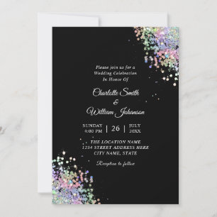 Elegante Holografische Glitter Modern Zwart Kaart