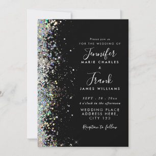 Elegante Holografische Glitter Sparkles Zwart Brui Kaart