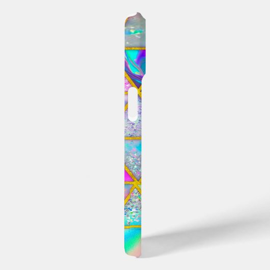 Elegante holografische trendy faux goud geometrisc Case-Mate iPhone case (Achterkant / Rechts)