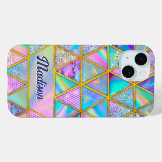 Elegante holografische trendy faux goud geometrisc Case-Mate iPhone case (Achterkant (horizontaal))