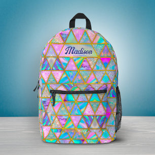 Elegante holografische trendy nepgouden geometrisc bedrukte rugzak