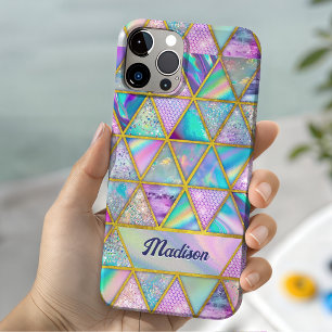 Elegante holografische trendy nepgouden geometrisc iPhone 16 pro hoesje