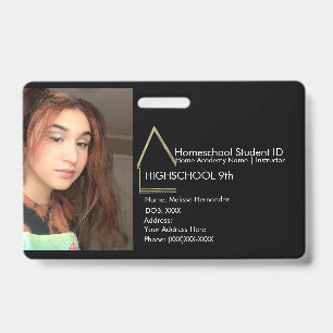 Elegante Homeschooling School ID Zwart Nepgoud Badge