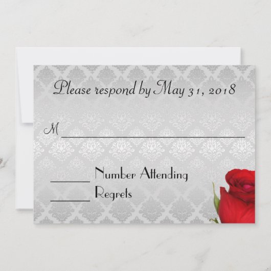 Elegante Hommaga Huwelijk Zilveren Bruiloft RSVP Kaart (Achterkant)