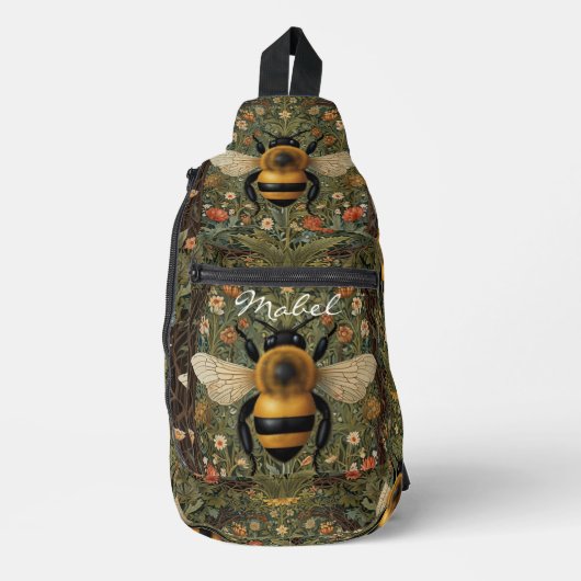Elegante  hommel botanische bloemkunst sling bag (Voorkant)