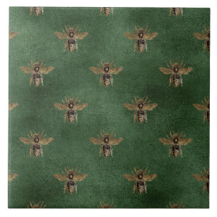 Elegante hommel gouden bij groene achtergrond tegeltje