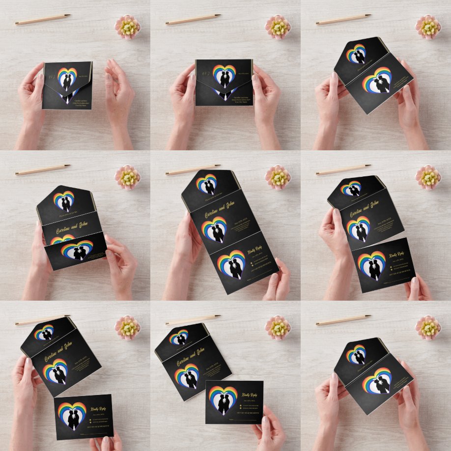 Elegante homo silhouetten. all in one uitnodiging