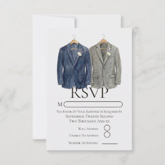 Elegante homohuwelijk Twee bruidegoms in pakken RSVP Kaartje