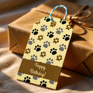 Elegante hond huisdier poot aangepaste crème cadeaulabel