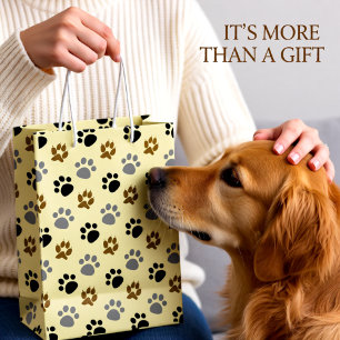Elegante hond huisdier poten crème medium cadeauzakje