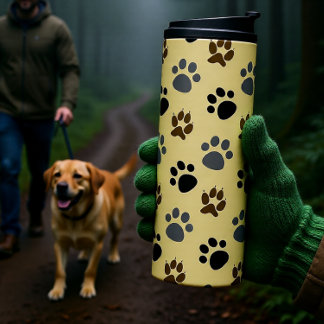 Elegante hond huisdier poten crème thermosbeker