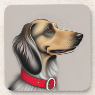 Elegante hond met rode halsband zijdelings geposee bier onderzetter