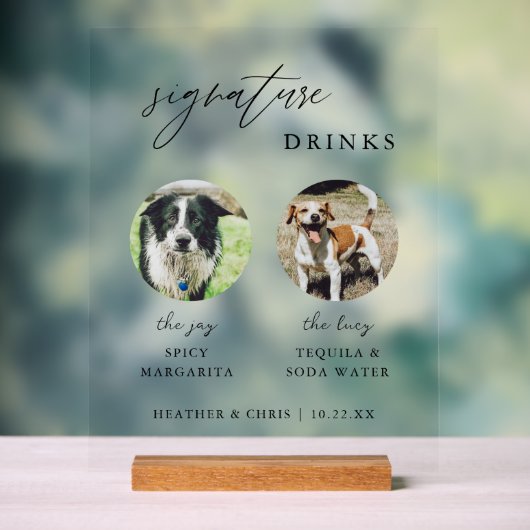 Elegante honden en katten Signature-dranken trouwb Acryl Bord (Neutraal)