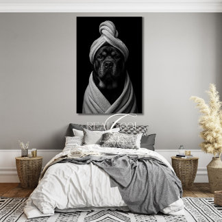 Elegante Honden Kunst van "Duke" in Handdoek Tulba Canvas Afdruk