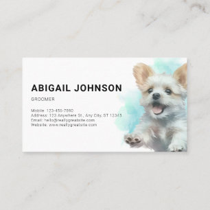 Elegante honden/truimsalon – Aqua Blauwe Aquarel Visitekaartje