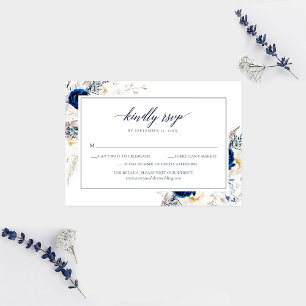 Elégante Horizon Blue Calligraphy Wedding Carte RS