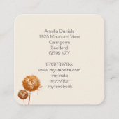 Élégante horloge Dandelion sur Carte de visite crè (Dos)