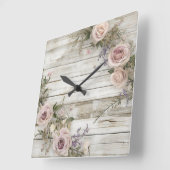 Élégante horloge de mur de Rose de fleurs rustique (Angle)