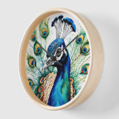 Élégante horloge d'illustration Peacock (Angle)