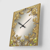 Élégante horloge dorée fleurie (Angle)