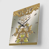 Élégante horloge dorée fleurie (Angle)