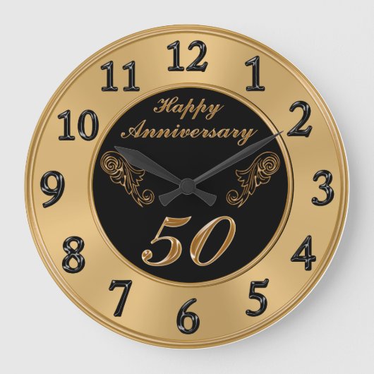 Élégante horloge du 50e anniversaire du Mariage (Recto)