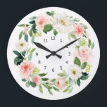 Élégante horloge florale,<br><div class="desc">Qu'il s'agisse de garder le fil du temps ou simplement de vouloir un beau décor mural pour accessoiriser votre mur, cette horloge murale florale est parfaite. Le design présente des fleurs d'aquarelle.</div>