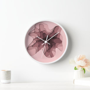Elégante horloge murale Carré Ombre Couches Roses