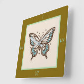 Élégante horloge murale de papillon Carré (Angle)