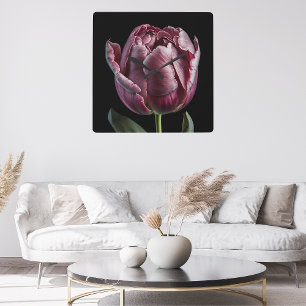 Elégante horloge murale de tulipe violette - Desig