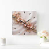 Élégante horloge murale florale de pêche orange (Maison)