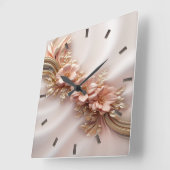 Élégante horloge murale florale de pêche orange (Angle)