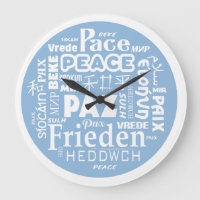 Élégante horloge murale moderne PEACE multilingue