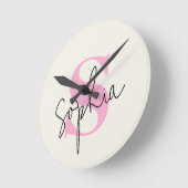 Élégante horloge murale Pastel avec nom personnali (Angle)