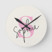 Élégante horloge murale Pastel avec nom personnali (Recto)