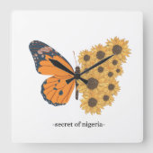 Élégante horloge papillon et tournesol (Recto)