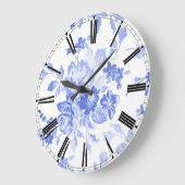 Élégante horloge Vintage bleue blanche florale (Angle)