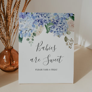 Elegante hortensia baby's zijn zoet Baby shower Reclamebord Met Voetstuk