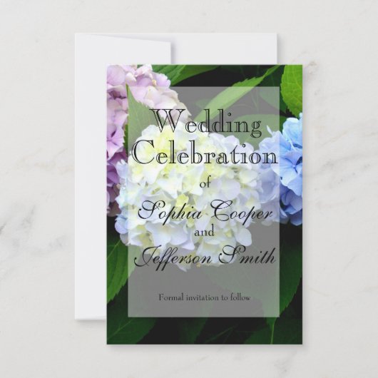 Elegante hortensia bloemenbruiloft save the date (Voorkant)