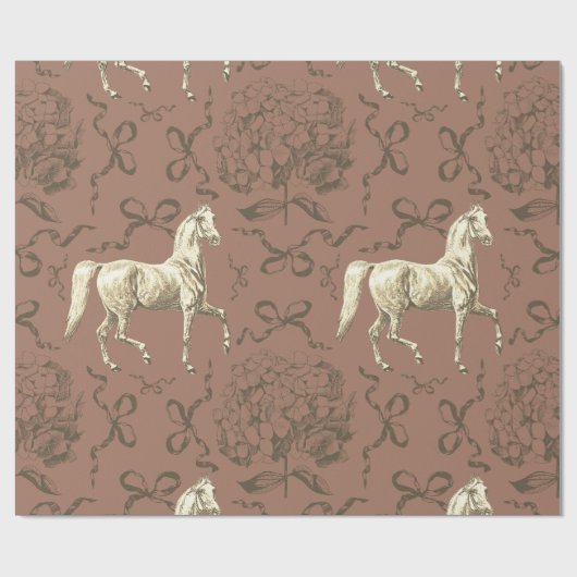 Elegante hortensia bogen beige bruin toilet cadeaupapier (Vlak)