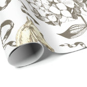 Elegante hortensia bogen beige wit toilet cadeaupapier (Rol Hoek)