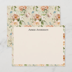 Elegante Hortensia's Pioenrozen Bloemmotief Frame Notitiekaartje