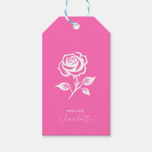 Elegante hot pink en Roos Cadeaulabel (Voorkant)